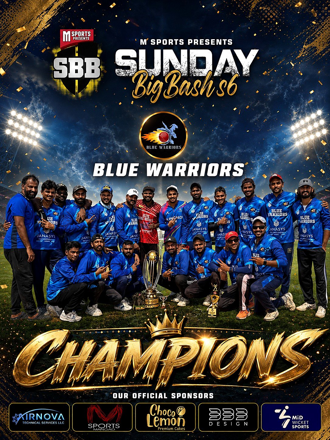 Champions, trophy in hand